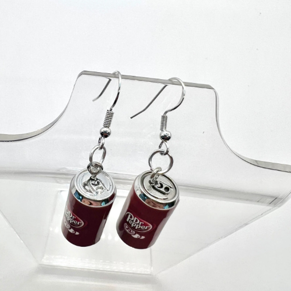 Dr Pepper Earrings - Soft Drink Earrings - Soda Can Earrings - Picture 3 of 7